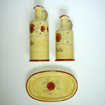 Shape: OVAL Oil, vinegar set w.tray