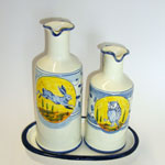 Oil, vinegar set with tray Aldo (OVAL) - Animals with Parsley Motif on White (ANM002)