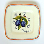Plums. Small square plate (SQ18) - Antique Fruit (FRA001)