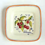 Cherries. Small square plate (SQ18) - Antique Fruit (FRA001)