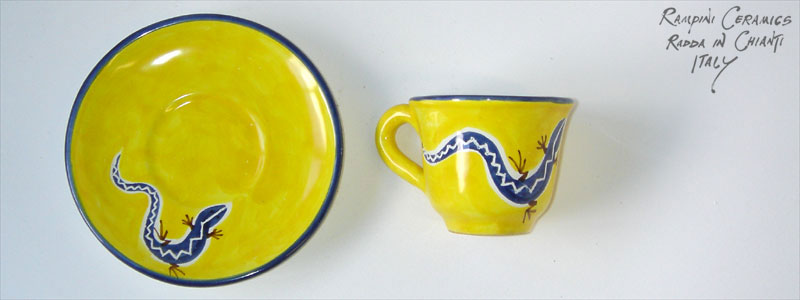 Espresso cup, saucer (CSEX) - Lizards on Yellow (LZY001)