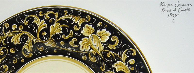 Round plate Falda 35 (PF35) - Renaissance Black, Mustard (RNB001)