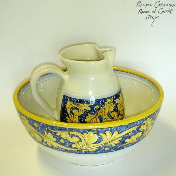Set of serving pieces "Rinascimento blu/giallo" 