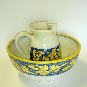 Set of serving pieces "Rinascimento blu/giallo"