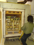 Kiln being unloaded after firing